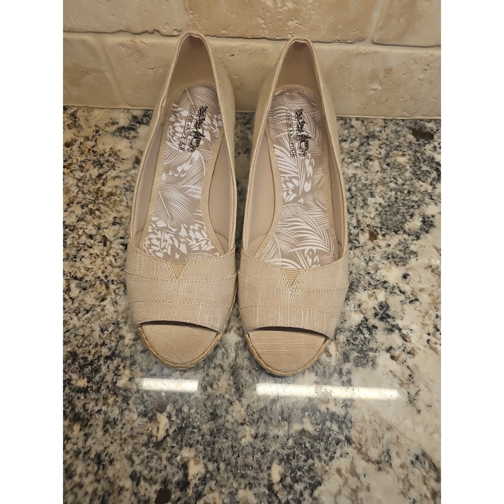 Coach Cloth Wedge Espadrille Sandal Tan* Sz 7